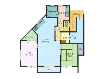 ピースフルハイツ壱番館(2LDK/2階)の間取り写真