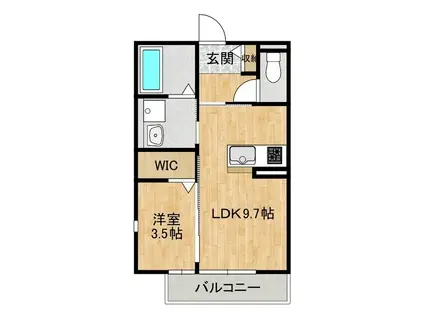 ブリージア笠原S(1LDK/1階)の間取り写真