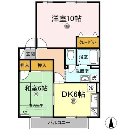 ライムライトツインズB棟(2DK/2階)の間取り写真