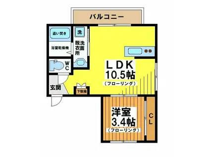 フレジェ代々木(1LDK/3階)の間取り写真