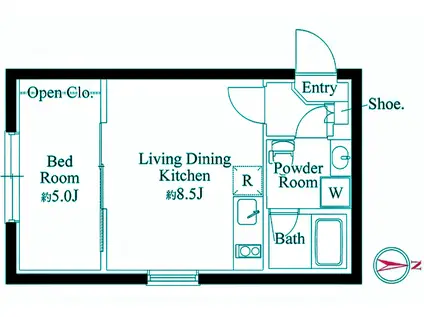 カーサピアッチェ蒲田イースト(1LDK/2階)の間取り写真