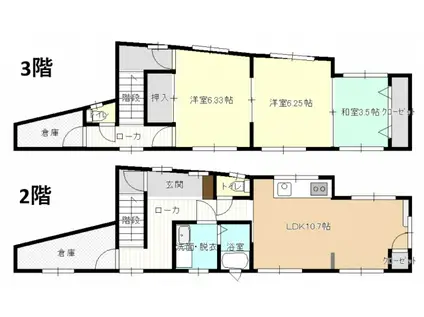 石川ビル(3LDK/2階)の間取り写真