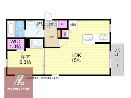 メゾンベール難波(1LDK/1階)の間取り写真