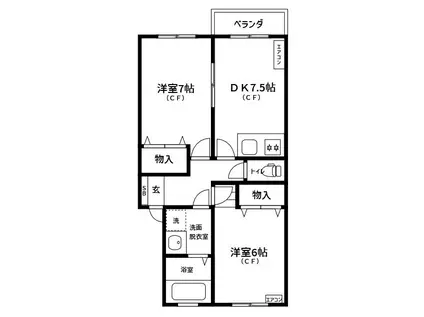アトラン高山(2DK/1階)の間取り写真