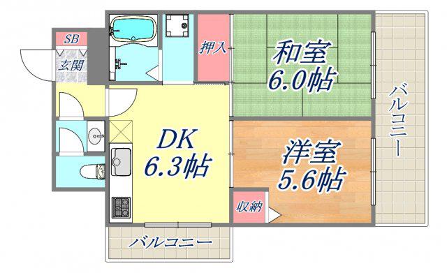 セントラル第二東園田(2DK/1階)の間取り写真