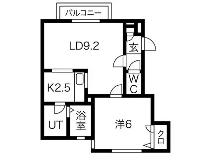 グランシードI(1LDK/2階)の間取り写真