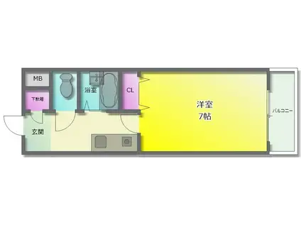 チェリーハイツ西山本(1K/3階)の間取り写真