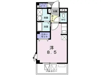 ソレイユ新狭山(ワンルーム/2階)の間取り写真