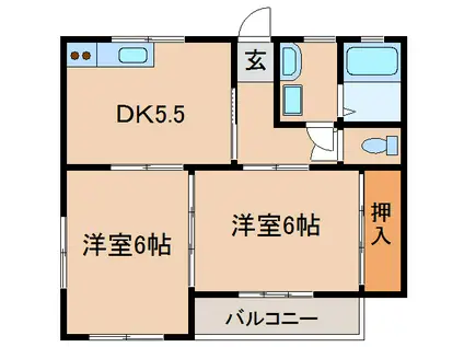 コーポENYA(2DK/2階)の間取り写真