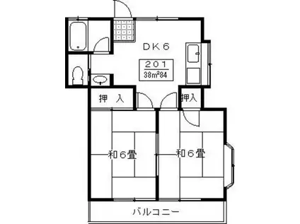 花沢コーポ(2DK/2階)の間取り写真