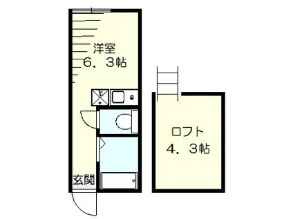 ユナイト元住吉モンゴメリーの杜(ワンルーム/1階)の間取り写真