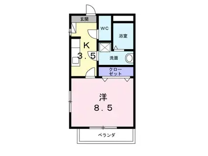 クレール御器所(1K/2階)の間取り写真
