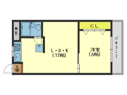 グレースフルトキワ(1LDK/4階)の間取り写真