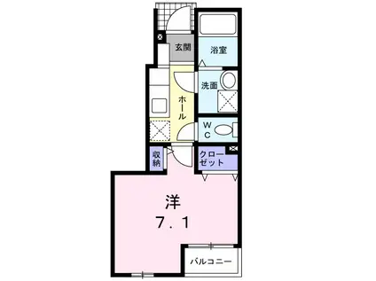 プルーリオン浜田山(1K/1階)の間取り写真