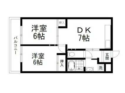 セントポーリア太秦I(2DK/2階)の間取り写真