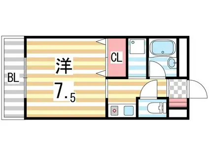 ウェルネス三界(1K/6階)の間取り写真