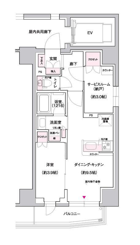 ジェイグランコート上野入谷(1SLDK/3階)の間取り写真