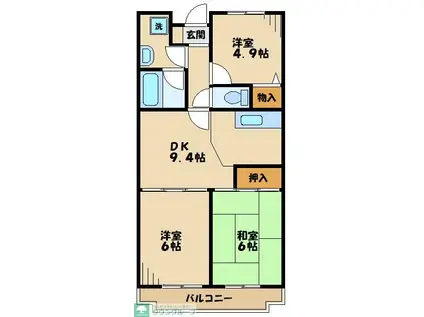 リトルウッズ千代田(3LDK/3階)の間取り写真