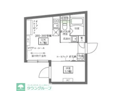 COCOCUBE練馬(1LDK/2階)の間取り写真
