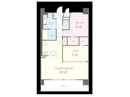 フェンテイースト2(2LDK/6階)の間取り写真