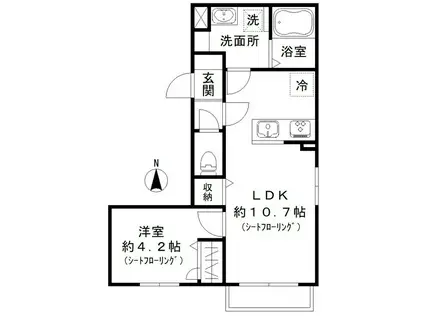カーサ・エン・コリーナ(1LDK/1階)の間取り写真