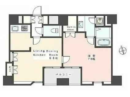 エルフラット新富町(1LDK/6階)の間取り写真