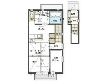 サンプレイステクノ A(1SK/2階)の間取り写真