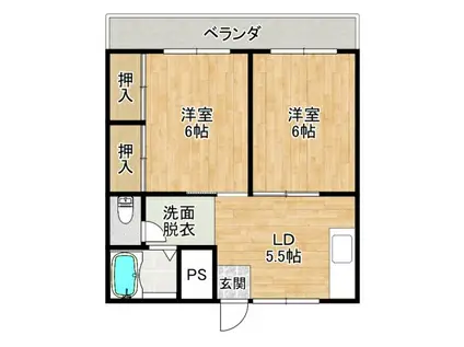 ガーデンハイツII(2DK/3階)の間取り写真