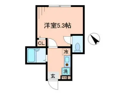 バーミープレイス国立(1K/1階)の間取り写真