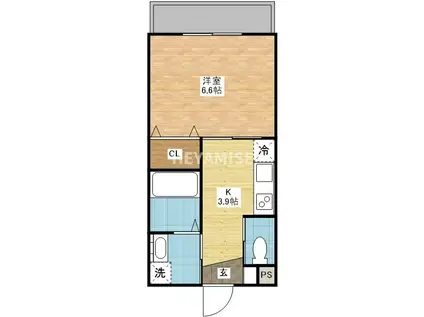 GRAN CASA 花丘(1K/2階)の間取り写真