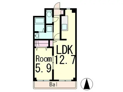 ベルヌーブ森神VI(1LDK/3階)の間取り写真