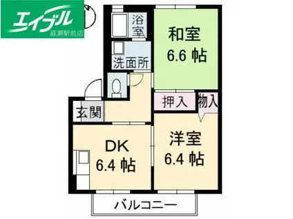 シエル・エトワールB棟(2DK/1階)の間取り写真