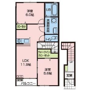NJ三島町II(2LDK/2階)の間取り写真