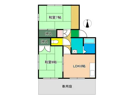 高橋コーポ南棟(2DK/1階)の間取り写真