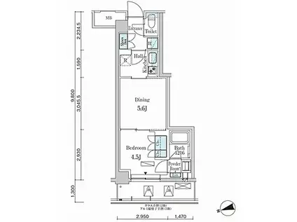 パークアクシス市谷左内町(1LDK/3階)の間取り写真