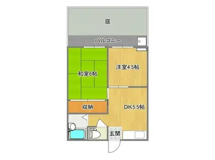 CIEL BLUE(2DK/1階)の間取り写真