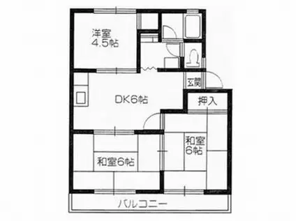 エルハイム森(3DK/1階)の間取り写真