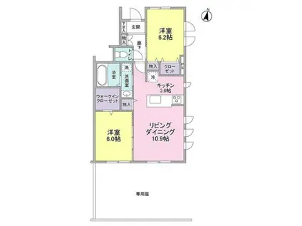 桜コート上用賀(2LDK/1階)の間取り写真