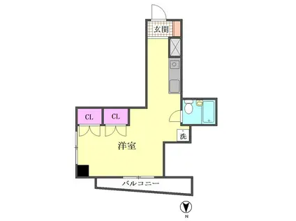 八木ビル(ワンルーム/2階)の間取り写真