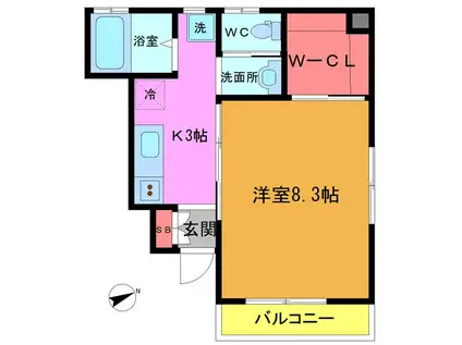 B-HAUS(1K/1階)の間取り写真