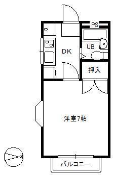 東雲ハイツ(1K/1階)の間取り写真