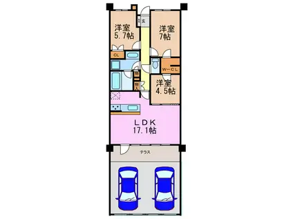 ローレルコート池上台(3SLDK/1階)の間取り写真