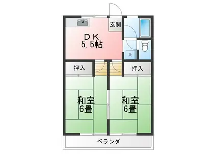 松ヶ丘ハイツ(2DK/2階)の間取り写真