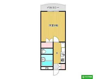 リバーサイドスクエアー2番館(1K/1階)の間取り写真