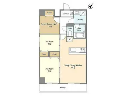 グランカーサ西葛西(2SLDK/2階)の間取り写真