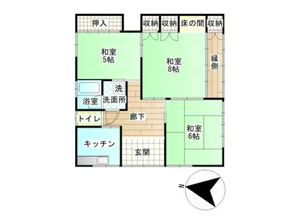 西手アパート(3K/1階)の間取り写真