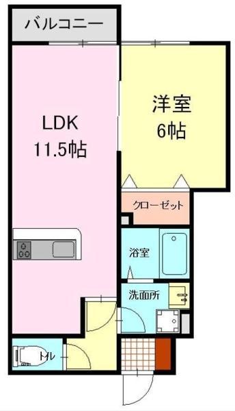 ヴィラ・クローバー(1LDK/1階)の間取り写真
