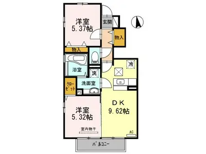 ルーチェIII(2DK/1階)の間取り写真