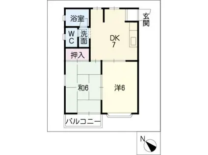 エクレール・シェソワ(2DK/1階)の間取り写真