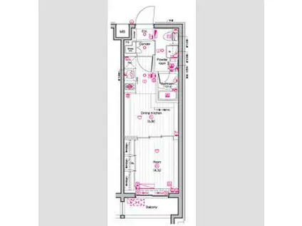THE PREMIUM CUBE G 東中野(1DK/1階)の間取り写真
